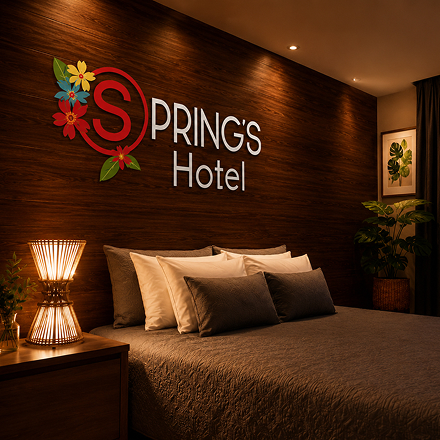 Aplicación de la identidad de Spring's Hotel en una habitación.