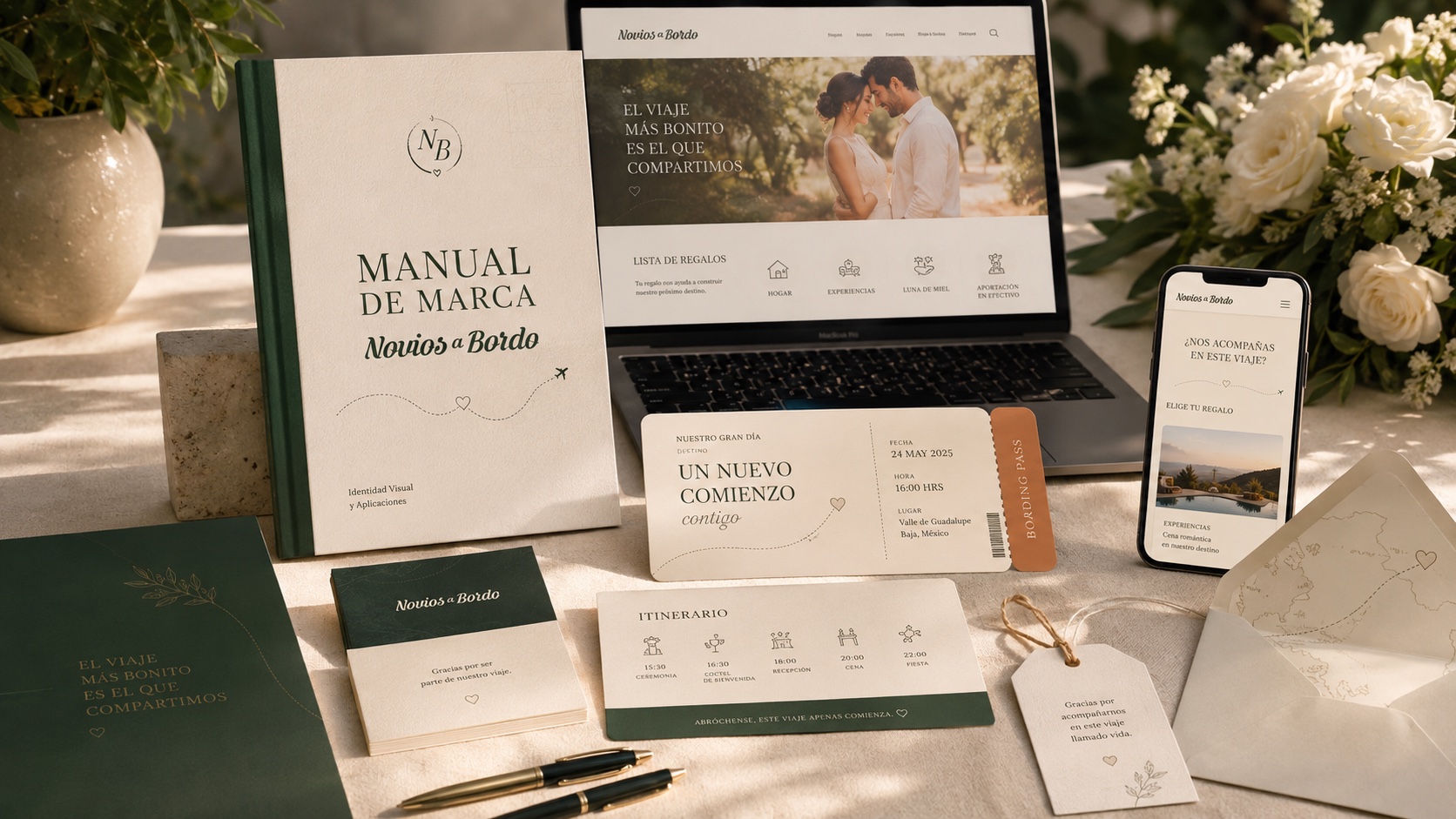Ecosistema de marca y producto digital desarrollado para Novios a Bordo.