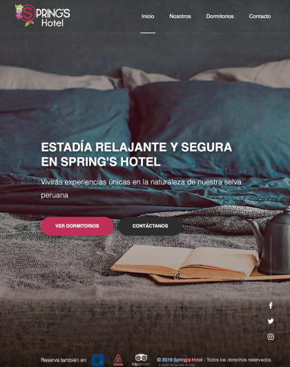 Web hotelera de Spring's hotel con reserva turística.