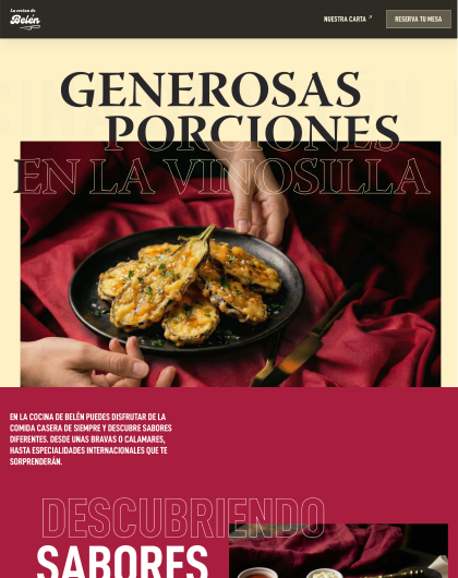 Proyecto visual para La cocina de Belén con platos destacados.
